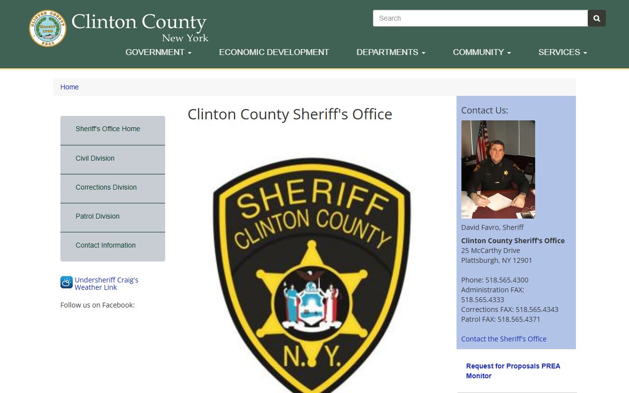 Clinton County Sheriff's Office website for jail roster lookup