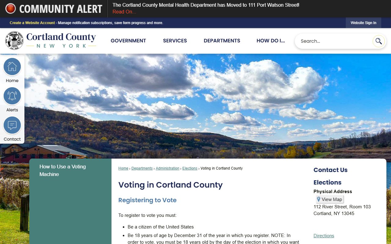 Cortland County Sheriff's Office website for jail roster and inmate lookup