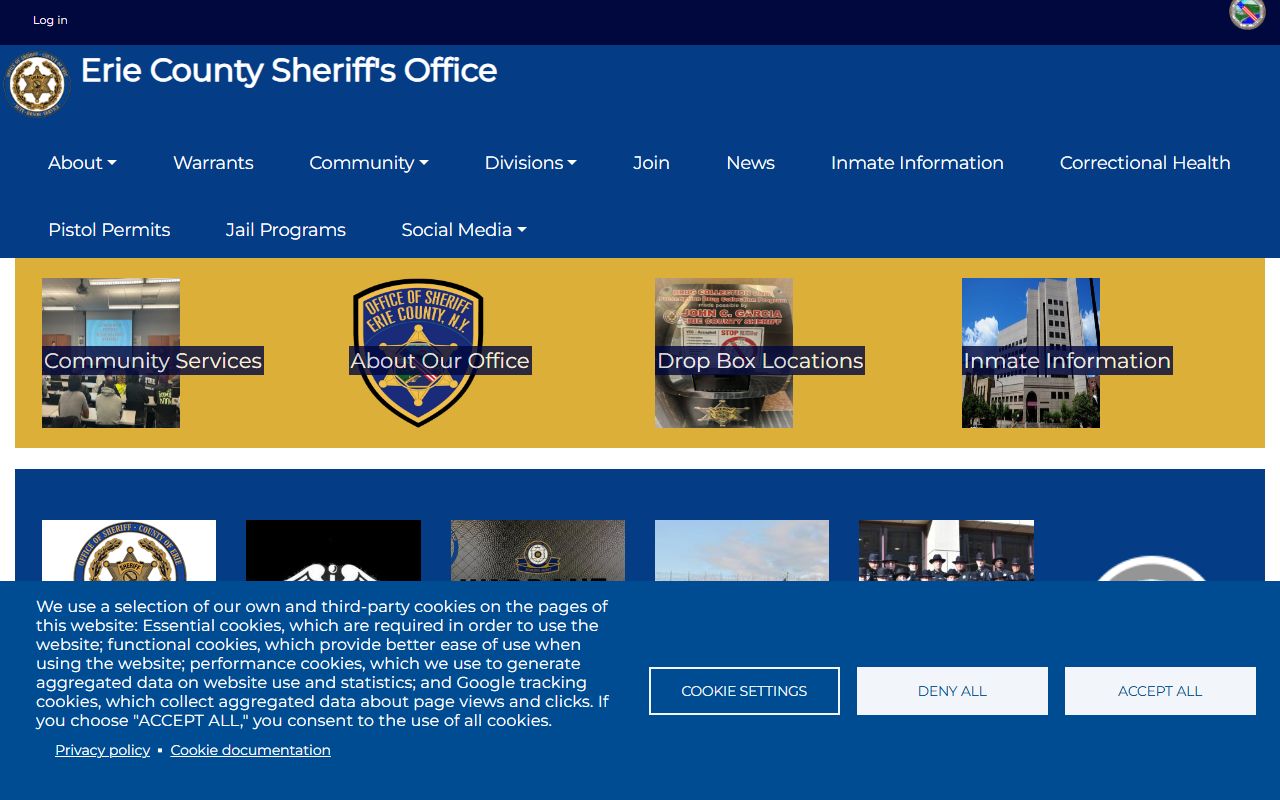 Erie County Sheriff's Office website used for Buffalo jail roster and inmate searches