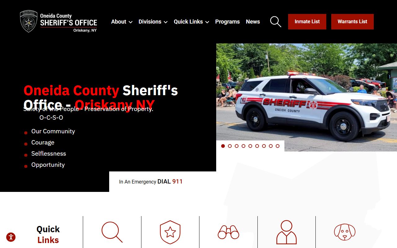 Oneida County Sheriff's Office website used for Oneida County jail roster lookups