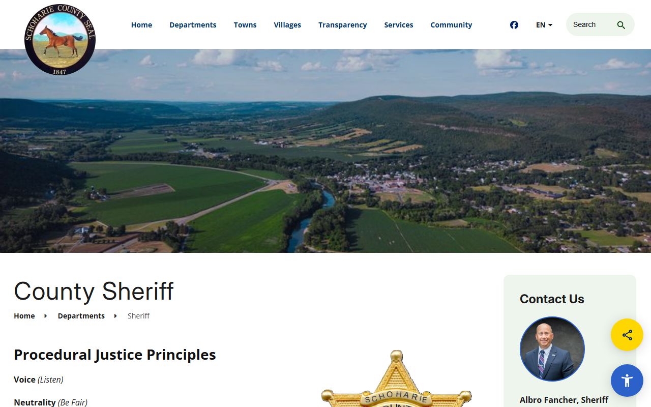 Schoharie County Sheriff's Office website used for Schoharie County jail roster searches