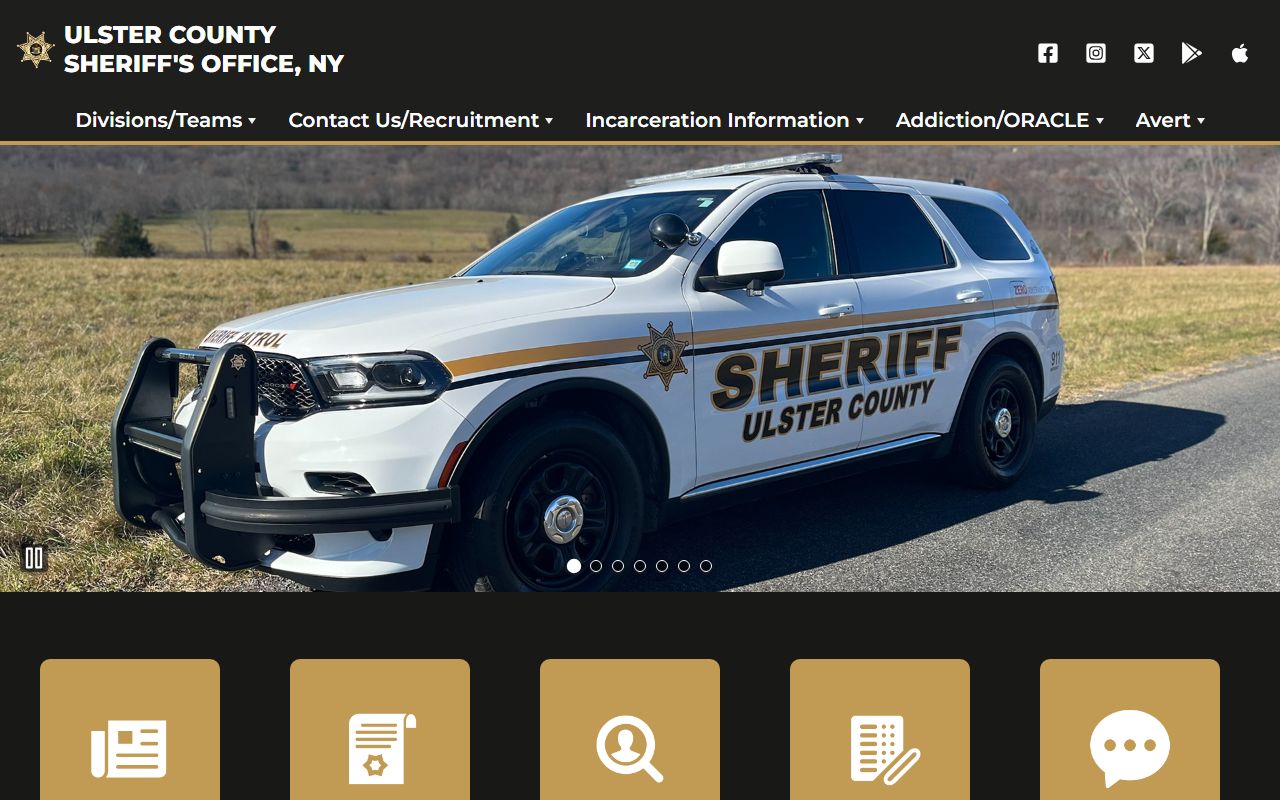 Ulster County Sheriff's Office website used for Ulster County jail roster searches